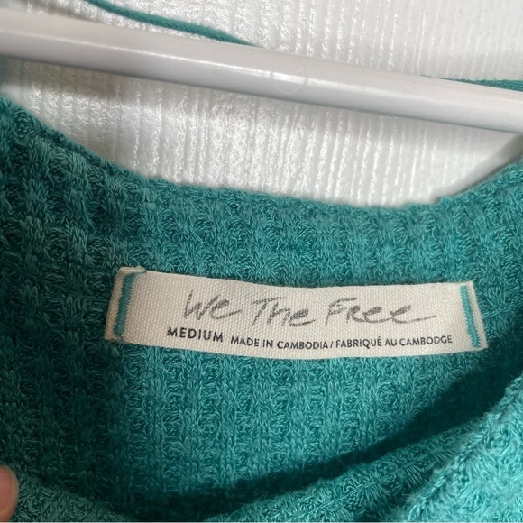 Free People We The Free North Shore Waffle Knit Thermal Tunic Top in Teal M - Picture 10 of 13